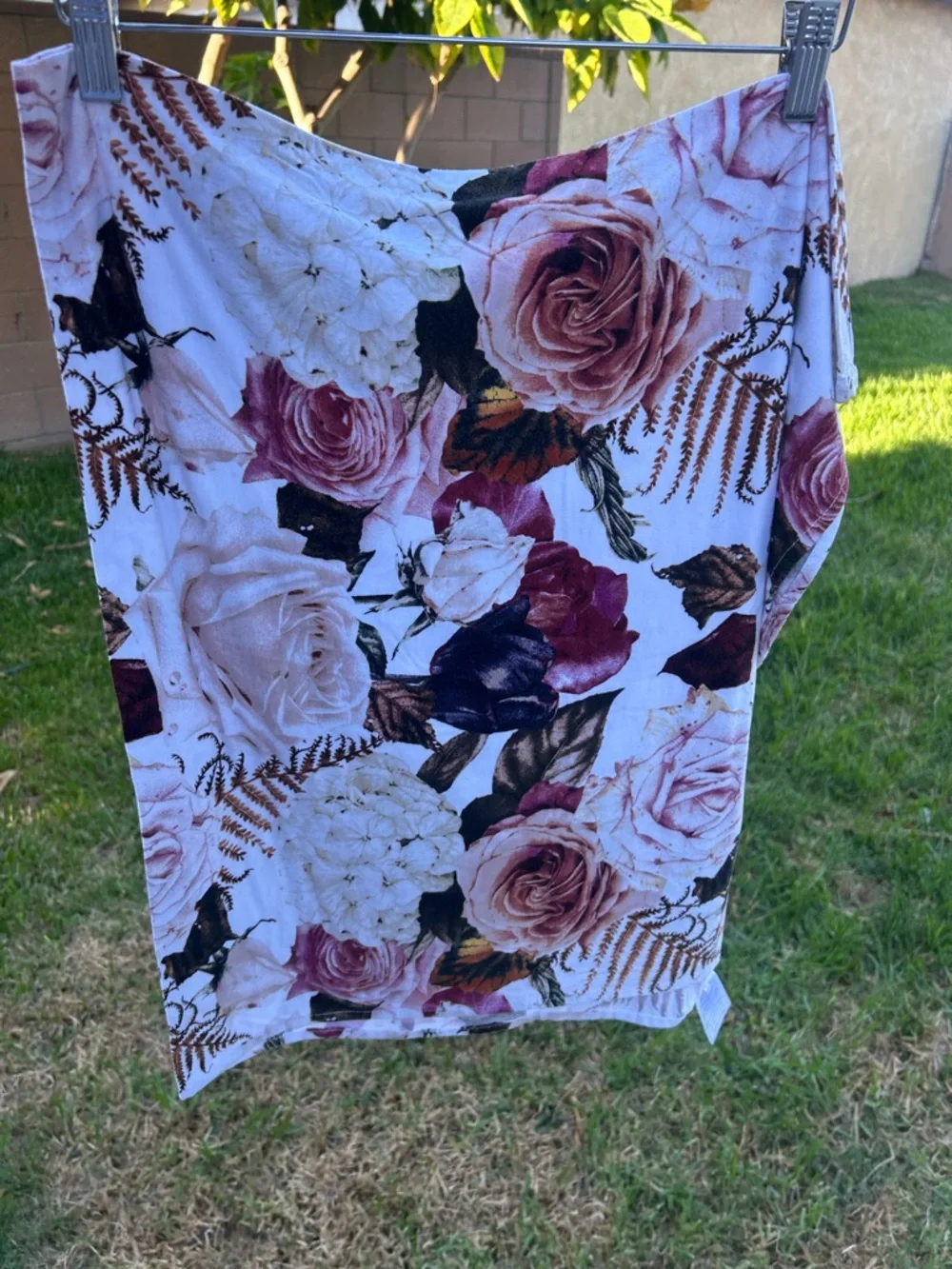 Posh Peanut White Floral swaddle blanket with Pink & Burgundy Roses